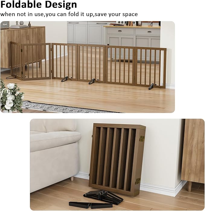 Dog Gate for Stairs, Foldable Dog Gate for Indoor Doorways House, Freestanding - Image 3