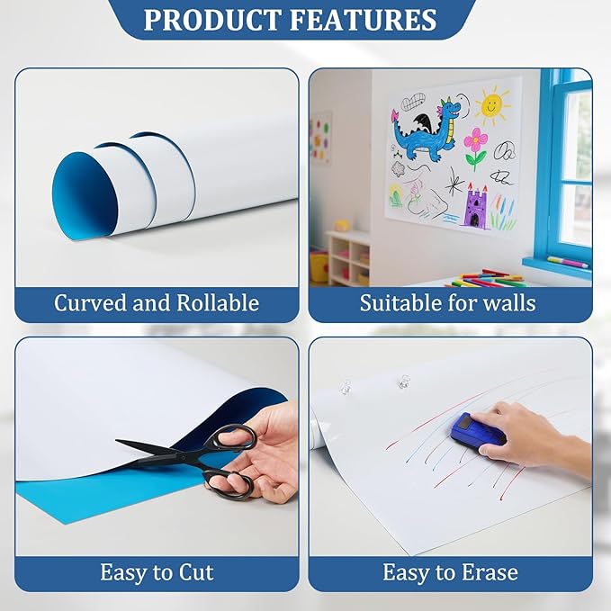 Whiteboard Adhesive Contact Paper, 48×36" in Magnetic Whiteboard Roll, Dry - Image 6