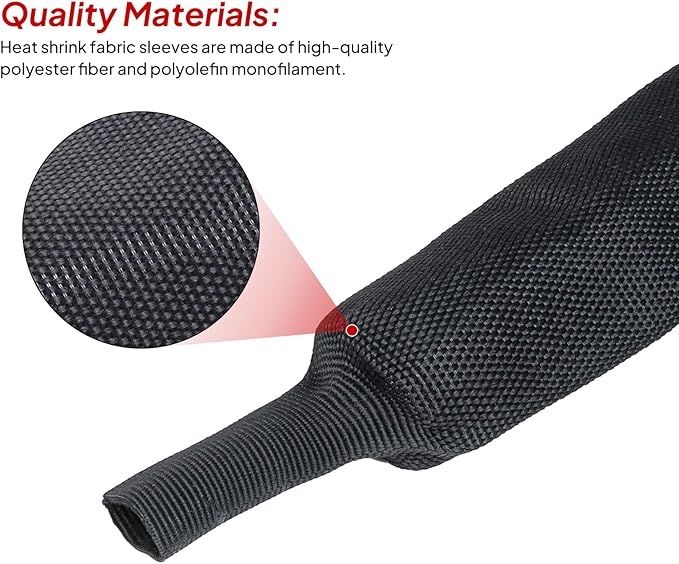 3/8" - 18 feet Cable Management Sleeving, 2:1 Fabric Heat Shrink Braided Sleeve - Image 5