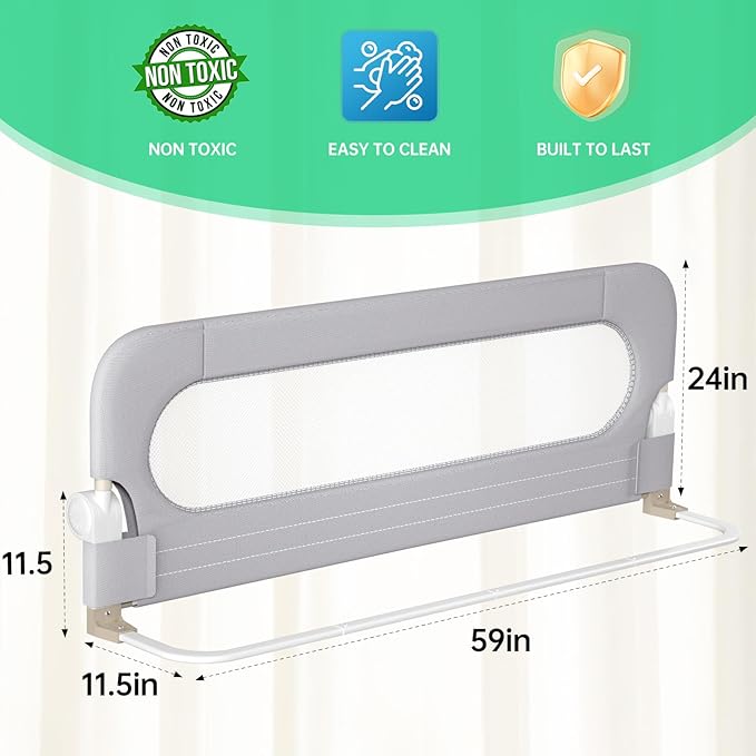 Folding Bed Rail for Toddlers, Baby Bed Rail Guard - Image 2
