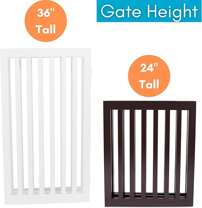 INTERNET'S BEST Dog Gate Indoor Freestanding Pet Barrier, Folding Wood Dog Fence - Image 6
