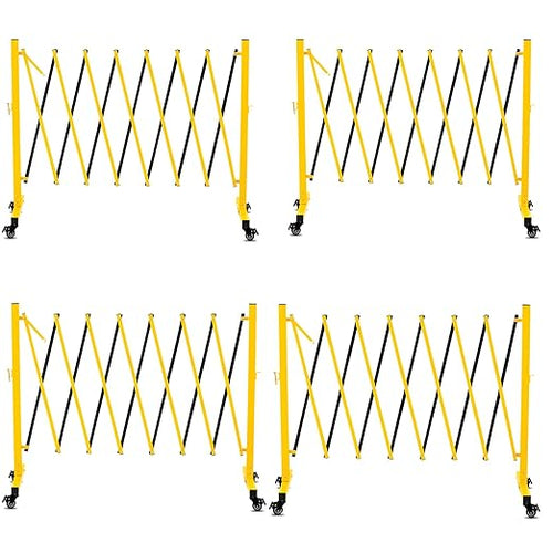 11 Traffic Barricade with Casters, Metal Expandable Barricade, Folding Security by Bstyjqxh