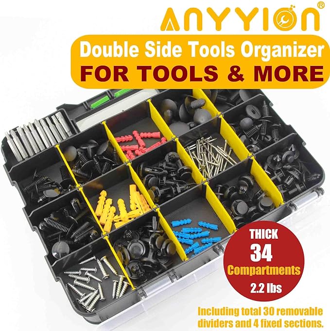 Anyyion Small Parts Organizer, 34-Compartments Double Side parts organizer - Image 3