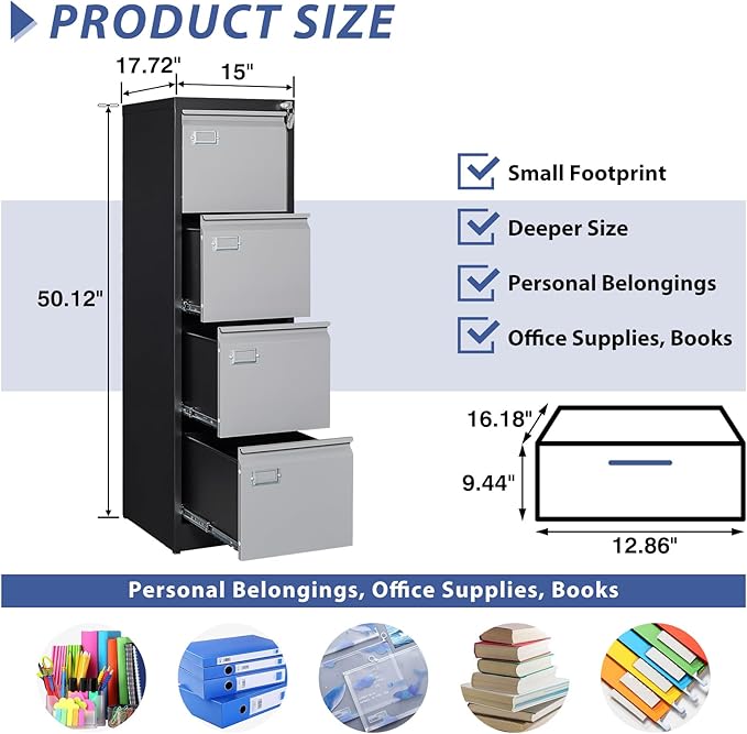 4 Drawer File Cabinet, Filing Cabinets - Image 3