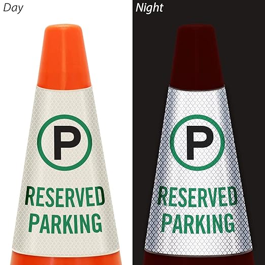 SmartSign 6-Pack 'Reserved Parking' Reflective Cone Message Sleeve Collar - Image 3
