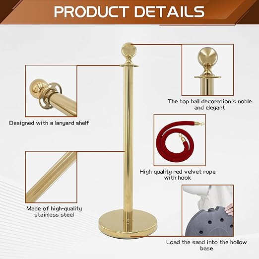 Red Carpet Ropes and Poles, Stanchions and Velvet Ropes, 5ft Stanchion Rope - Image 3