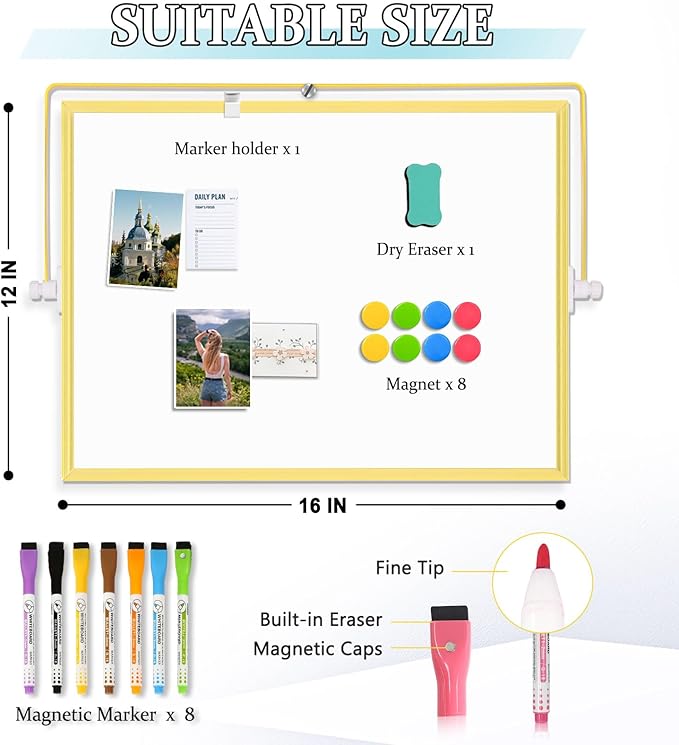 Magnetic Dry Erase White Board, Portable Small Whiteboard Set - Image 3