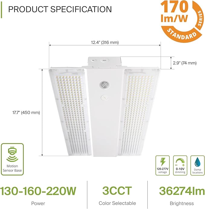 ASD LED Linear High Bay Light Fixture, Commercial Shop Lighting | 3CCT - Image 2