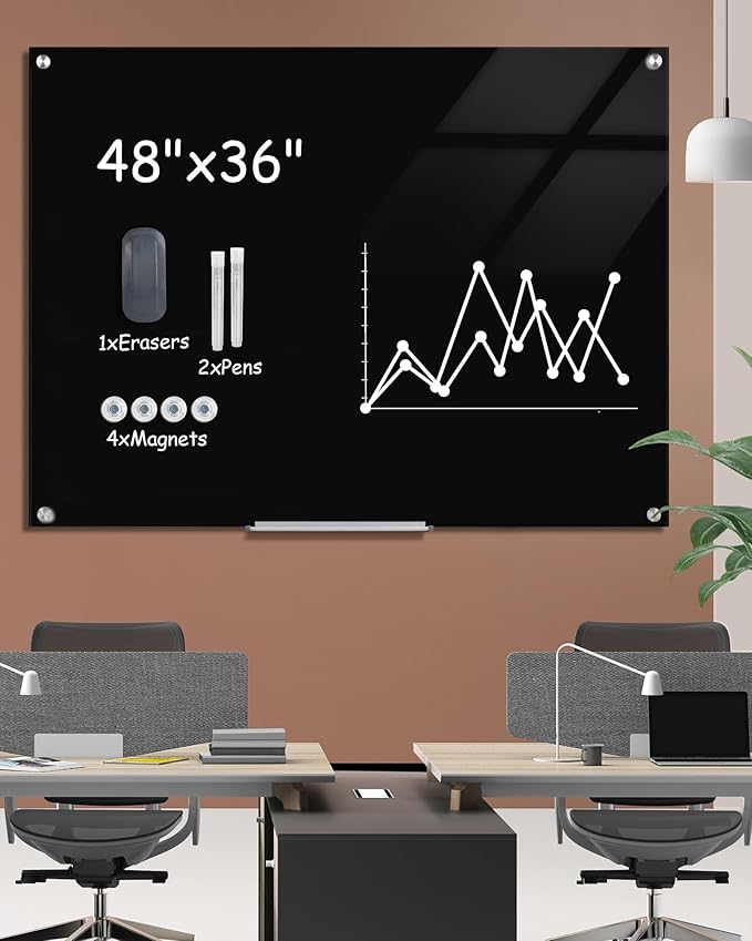 Mifuro Magnetic Glass Whiteboard，48"x36" Wall Mounted Frameless Dry Erase Board - Image 2