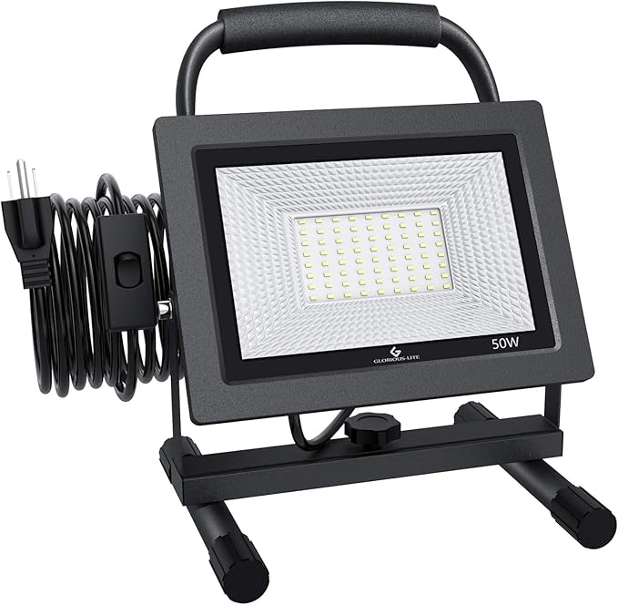 GLORIOUS-LITE 50W LED Work Light, 5000LM LED Flood Lights, 400W Equivalent by GLORIOUS-LITE