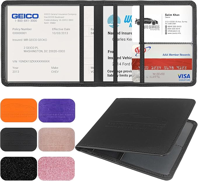 Car Registration and Insurance Holder, Leather Registration and Insurance Card by LumiMokki