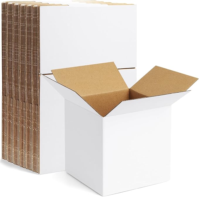 Famagic 10 Pack 6x6x6 Inch Small Shipping Boxes White Corrugated Cardboard by Famagic