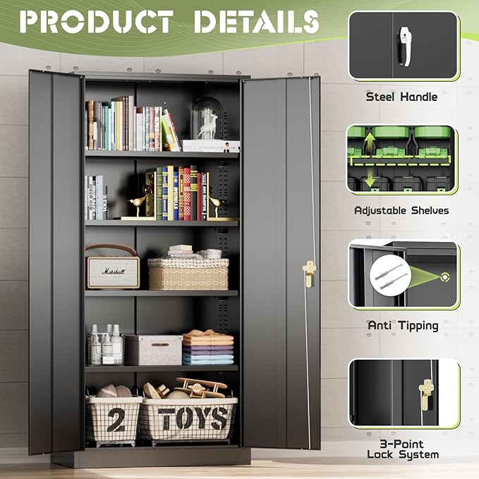 SUNCROWN 72" Metal Storage Cabinet - Image 7
