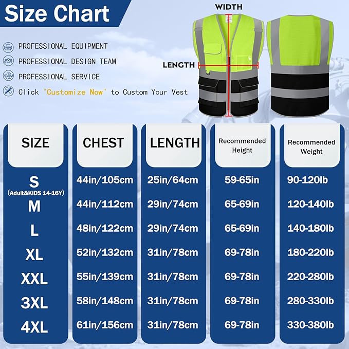 BeautyWill 10/20 Pack Custom Logo Safety Vest, Bulk High Visibility Class 2 - Image 5