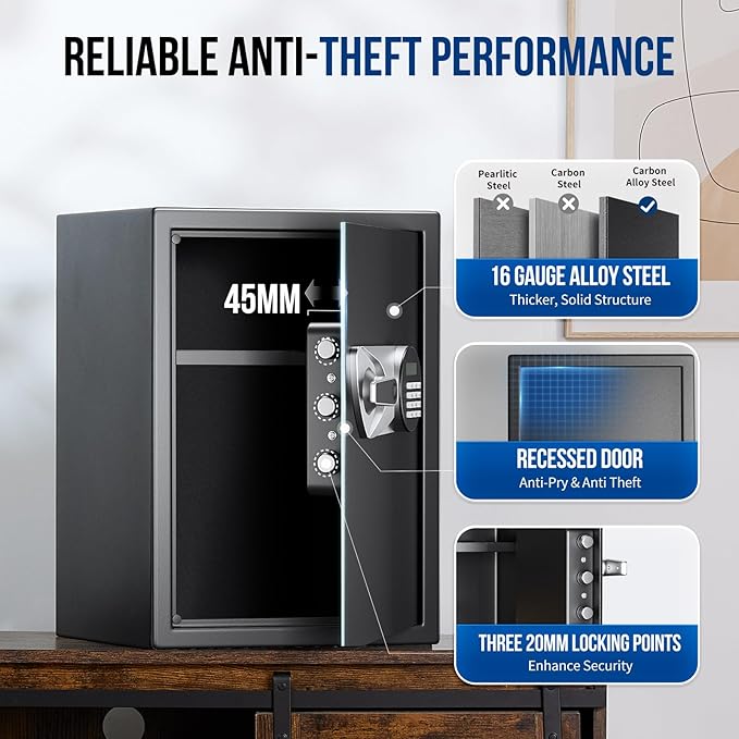 BlackSmith Large Home Safe Box 2.0 Cub Biometric Safe Fingerprint Recogntion - Image 6