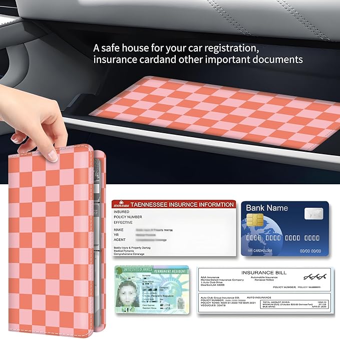 Premium Car Registration and Insurance Card Holder, Cute PU Leather Car - Image 3