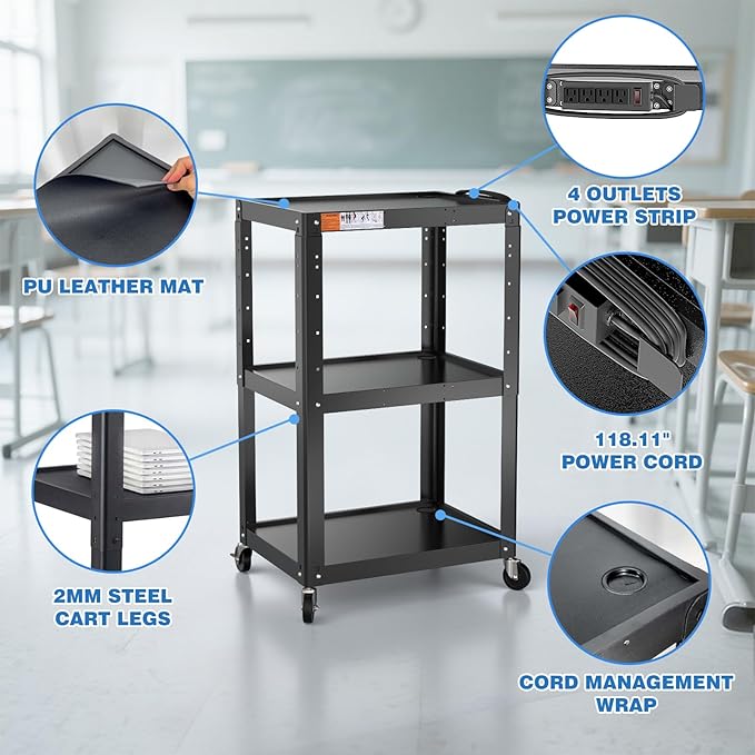 3 Shelf Metal Utility Cart - Image 6