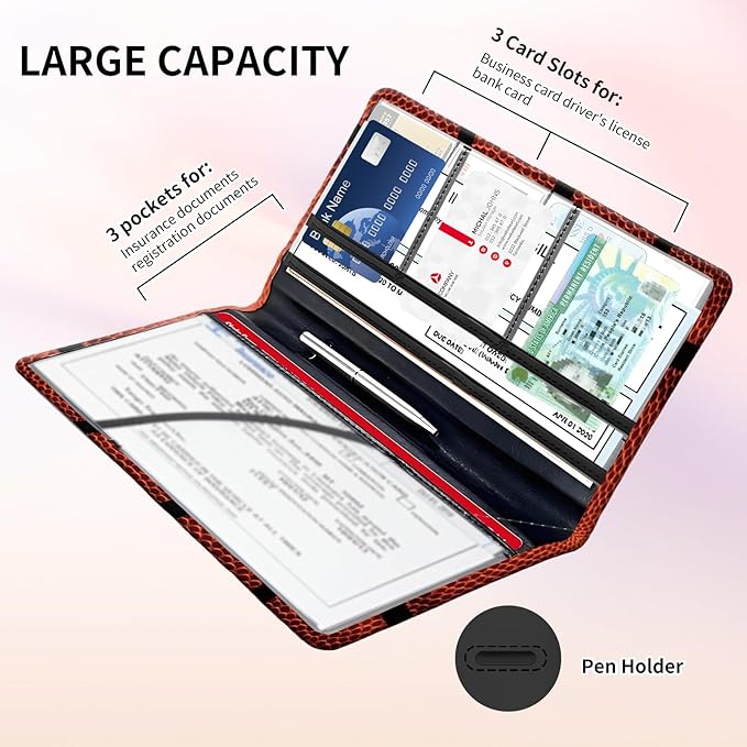 Premium Car Registration and Insurance Card Holder, Cute PU Leather Car - Image 4