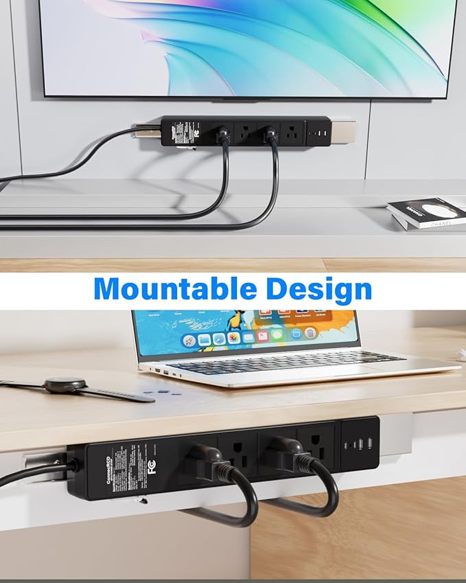 4-Outlet GFCI Power Strip with 4 USB Ports, 6FT Heavy Duty Surge Protected - Image 5