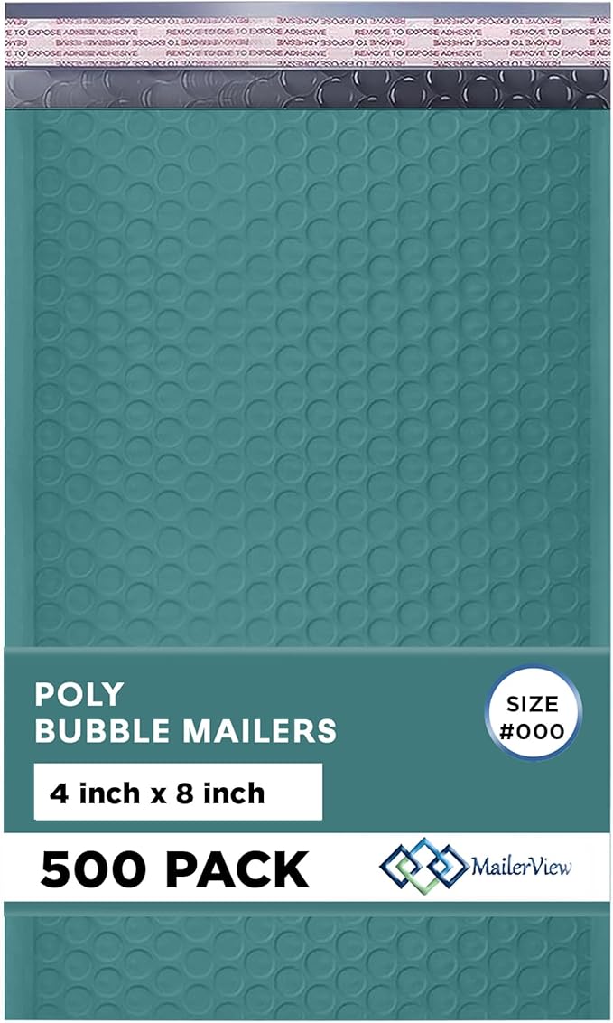 Green Small Bubble Mailers 4x8 Inch #000 | Thick Padded Poly Bubble Mailer by MAILERVIEW