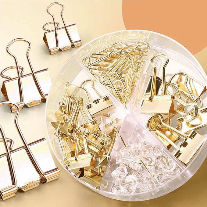 Paper Clips and Binder Clips Set, Metal Assorted Sized Binders - Image 8