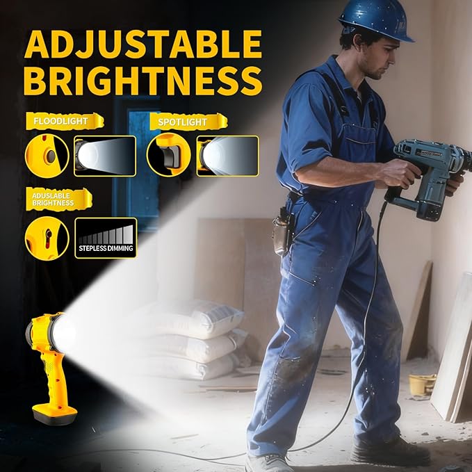 LED Work Light Compatible with DEWALT, Portable Dual Head Handheld Spotlight - Image 4