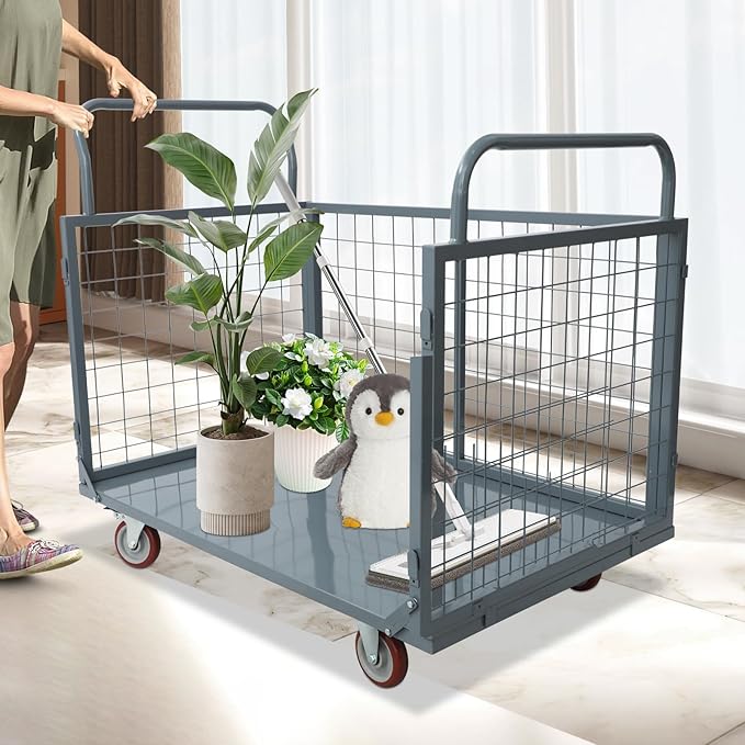 Platform Truck Cart with Cage 2200 lbs, 5-in-1 Folding Hand Truck with Wheels - Image 6