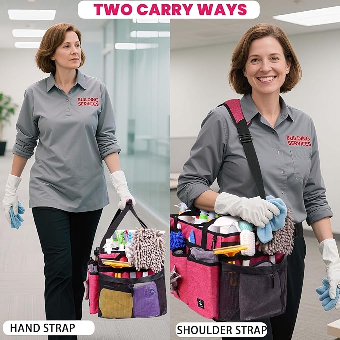 Extra large Cleaning Caddy Bag Built-in Sturdy Support Board, Cleaning Organizer - Image 3