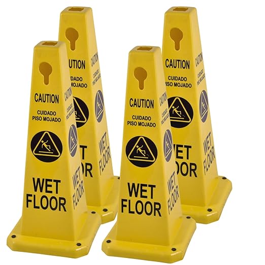 BESEA Caution Wet Floor Signs 4Pack Heavy Duty Caution Cones to Avoid Slipping by BeSea