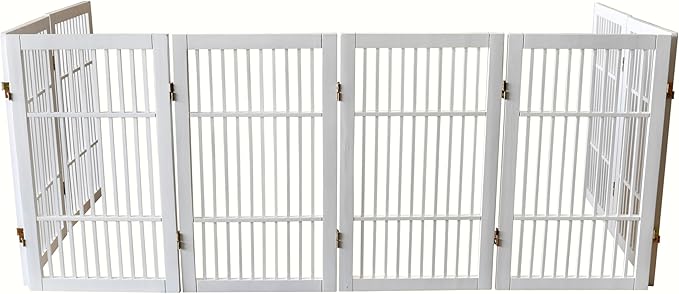 Pet Dog Gate Strong and Durable Freestanding Folding Acacia Hardwood Portable - Image 7