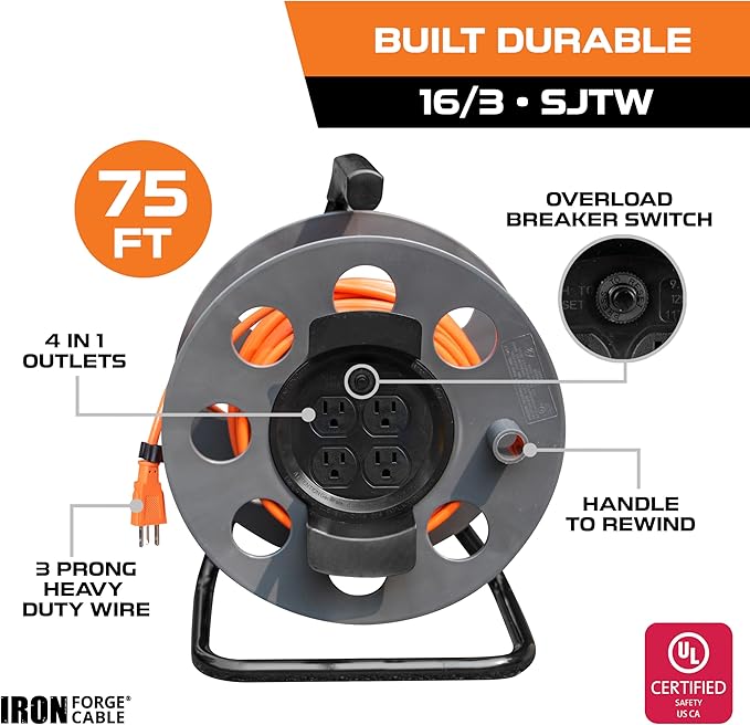 IRON FORGE CABLE 75 Ft Extension Cord Reel - Image 4