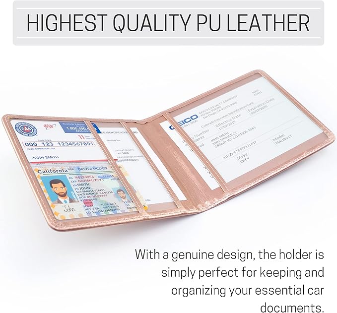 CANOPUS Car Registration and Insurance Holder, PU Leather Card Holder, Vehicle - Image 2