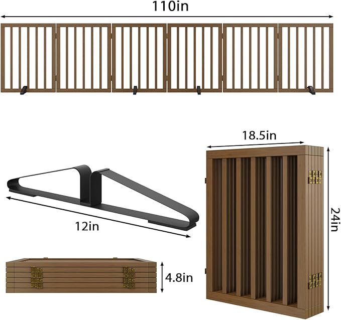 Dog Gate for Stairs, Foldable Dog Gate for Indoor Doorways House, Freestanding - Image 6