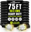 75ft Outdoor/Indoor Extension Cord 14/3 Gauge Heavy Duty 3 Prong SJTW, by LifeSupplyUSA