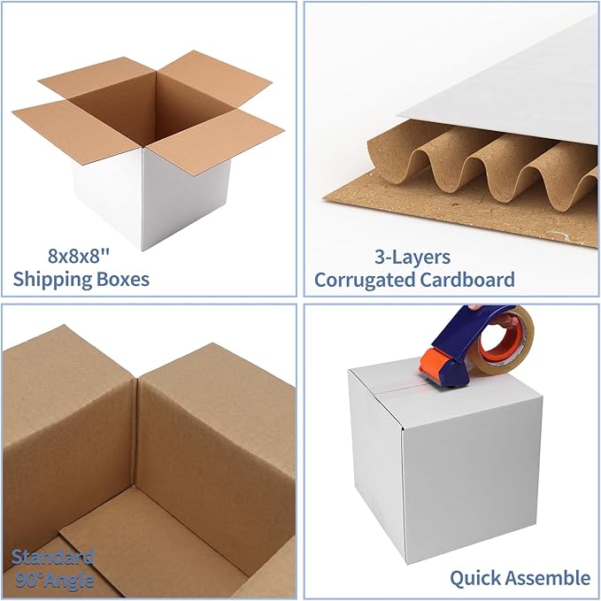Hoikwo 8x8x8 Shipping Boxes Set of 25 - Image 3