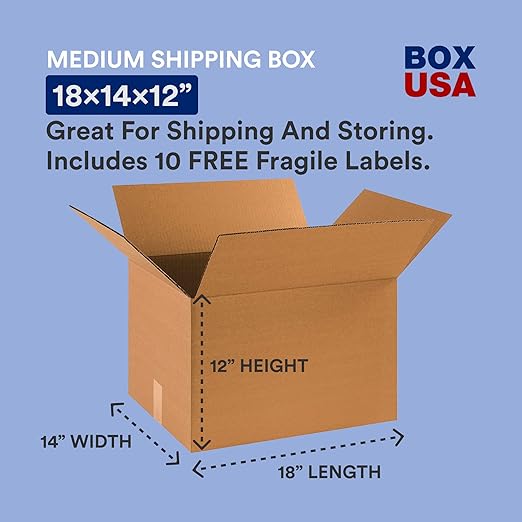 BOX USA Moving Boxes Medium 18"L x 14"W x 12"H 20-Pack - Image 2