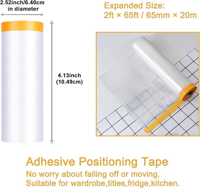 Muf 2 x 65 Feet Plastic Drop Cloth Plastic Sheeting - Image 2