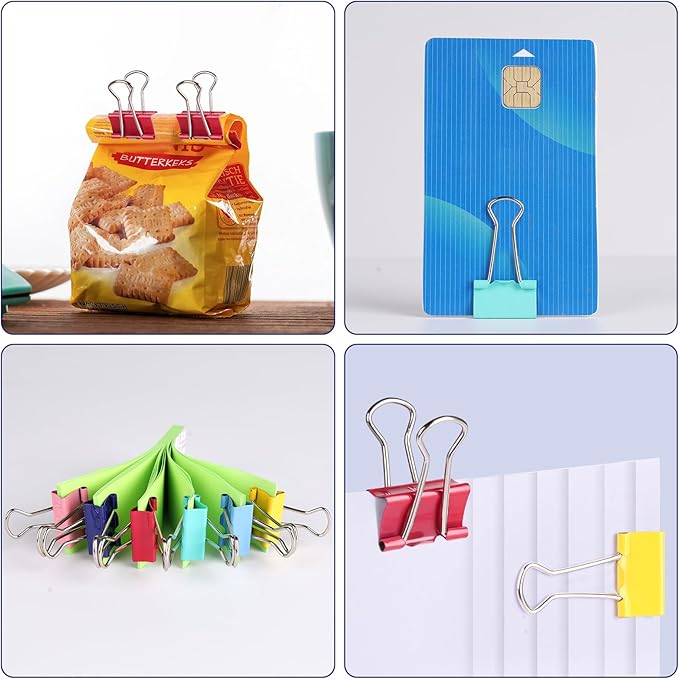 Ufmarine 60 Pcs Small Binder Clips 3/4 inch, Colored Small Paper Clips - Image 5