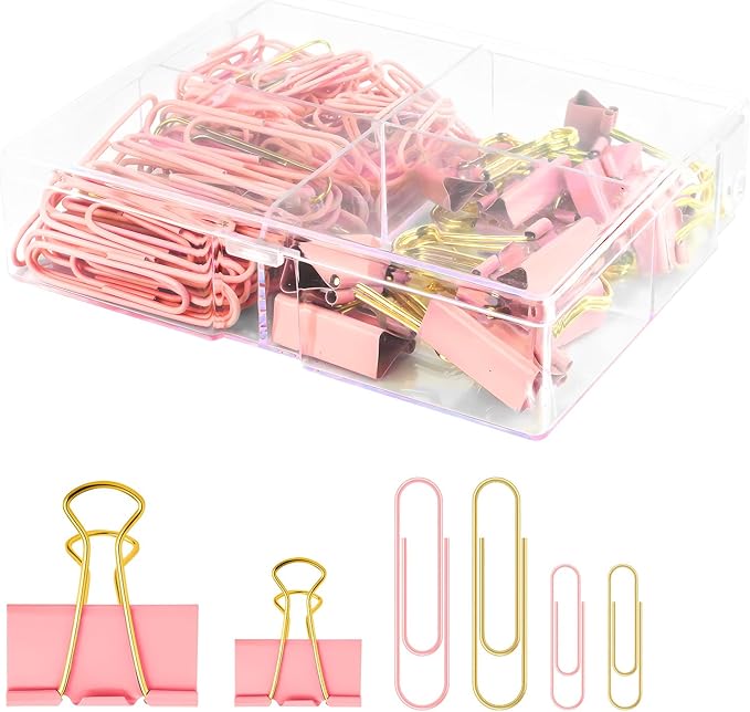 Cute Paper Clips Binder Clips Combo Set, 165 Psc, Cute Office Supplies Set by CREECHWA