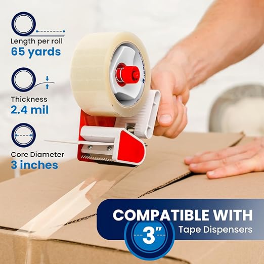 12 Rolls | 2.4 mil Clear | 65 Yards Each | 2" Premium Packing Tape Heavy Duty - Image 2