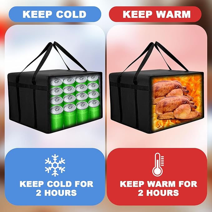 Maxcheck 4 Pcs Insulated Pizza Delivery Bag 20 x 20 x 14 Inch Pizza Warmer Bag - Image 3