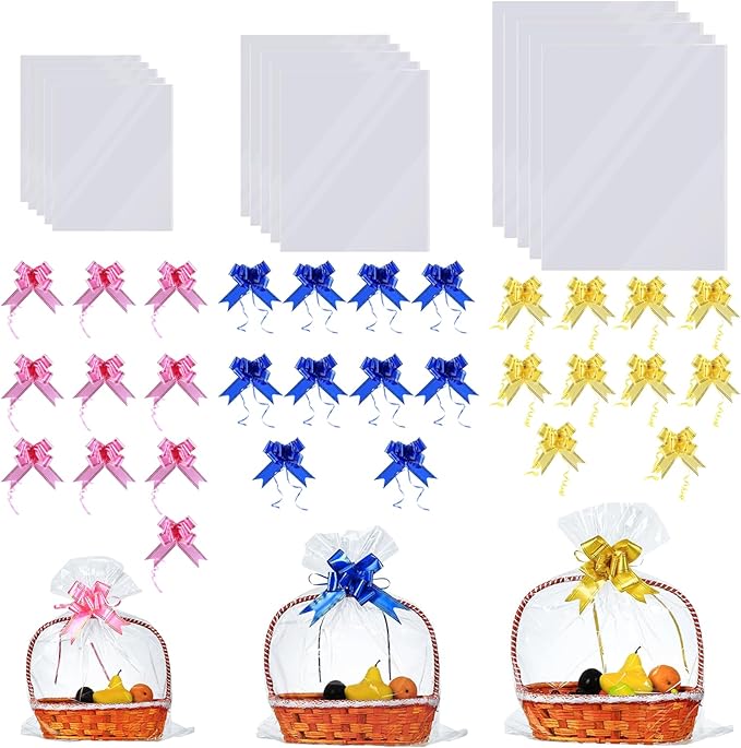 30 Packs Large Clear Cellophane Bags 14x20 18x24 24x30 Inches Jumbo Gift Basket by UltraOutlet