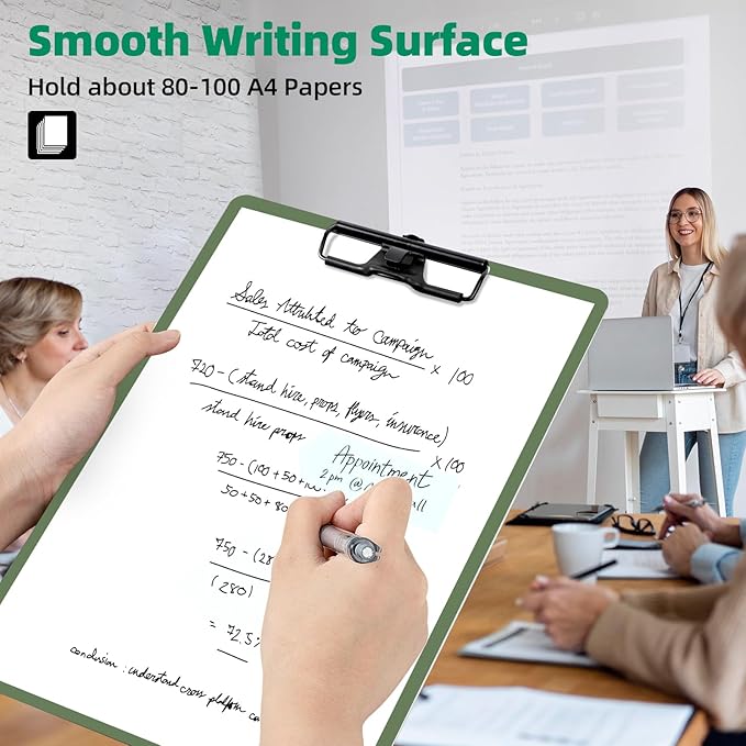 Clipboard with Pen Holder, 6 Pack Plastic Clipboard with Low Profile Metal Clip - Image 4