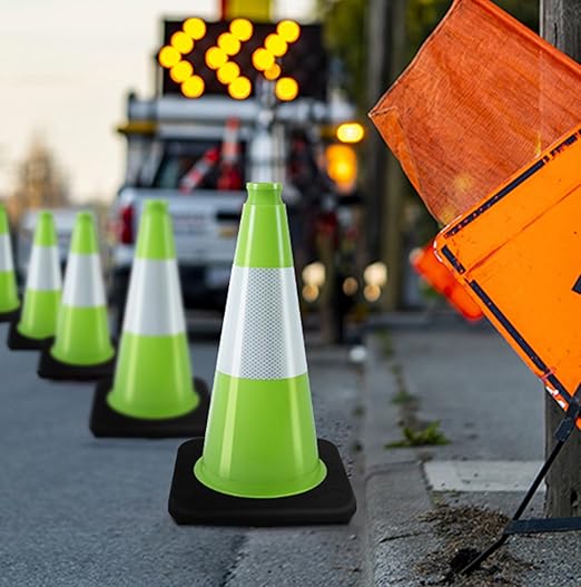 BESEA 8Pack 18" inch Traffic Cones Green Safety Cones PVC Construction Cones - Image 7
