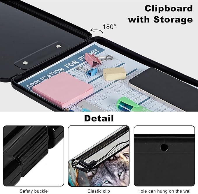 Dream Catcher Wolf Heavy Duty Foldable Plastic Storage Clipboard - Image 3