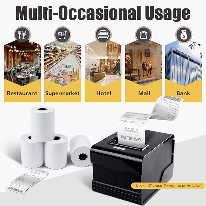 Azure Zone, Thermal Paper Rolls 2-1/4 X 85ft, 50 Rolls, Fits Most POS Machines - Image 6