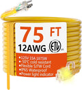 HUANCHAIN 12/3 Gauge Heavy Duty Outdoor Extension Cord 75 ft Waterproof by huanchain