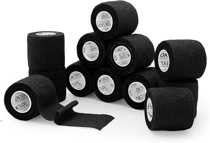 OK TAPE Self Adherent Cohesive Bandages Wrap 12Packs, 2 Inches X 5 Yards by OKTAPE