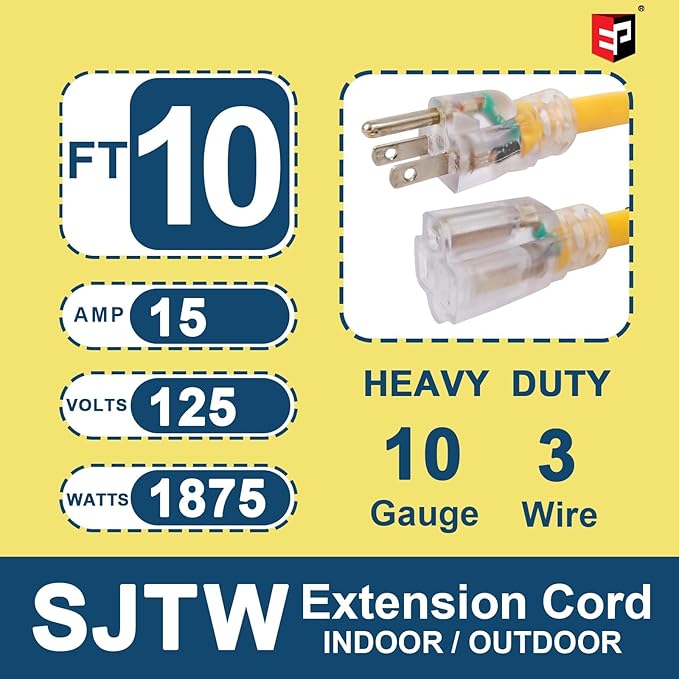 EP 10 Ft Lighted Outdoor Extension Cord - Image 2