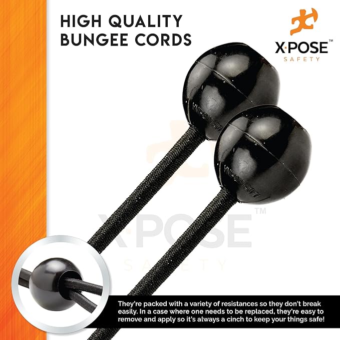 Xpose Safety Bungee Ball Cords 6" 25 Pack Heavy Duty Black Stretch Rope - Image 4